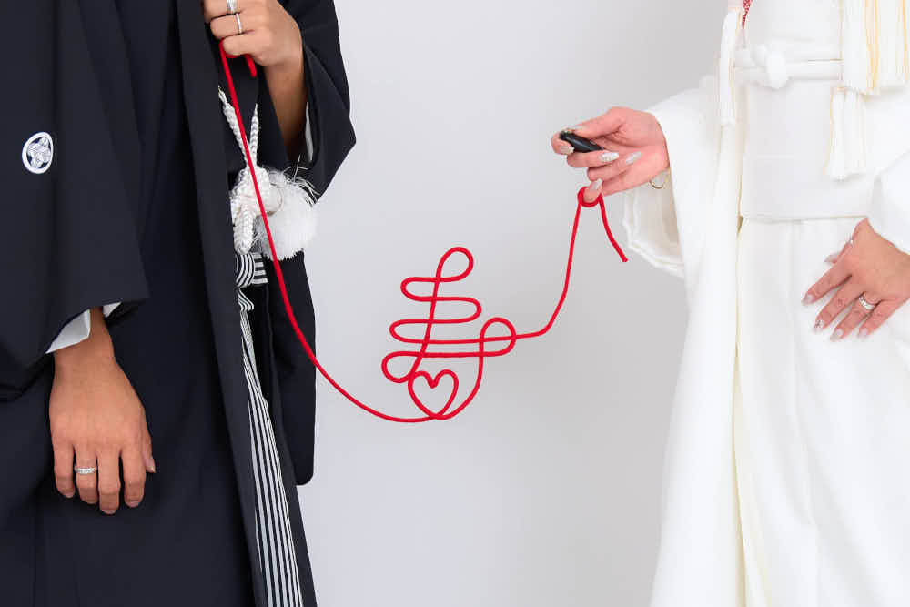 和装前撮りの小物_赤い糸