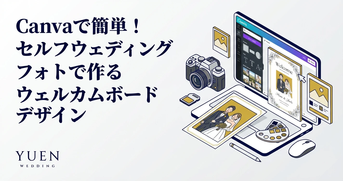 Canvaで簡単！セルフウェディングフォトで作るウェルカムボードデザイン